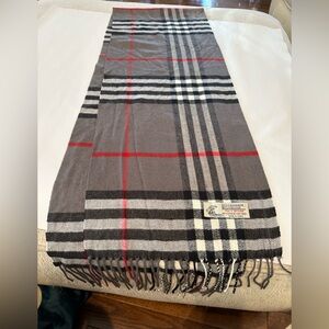 Unisex Gray and Red Checkered Cashmere Viscose  Men's Scarf